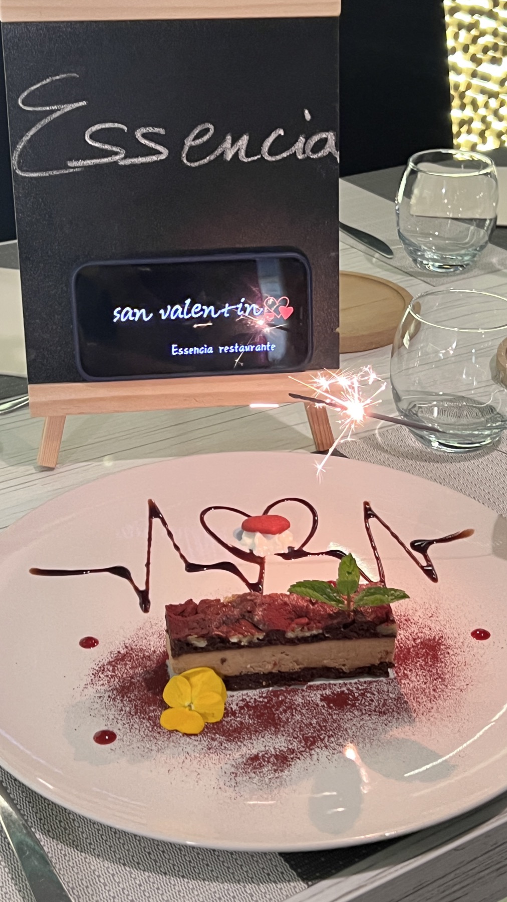 Postre especial de San Valentin en Essencia